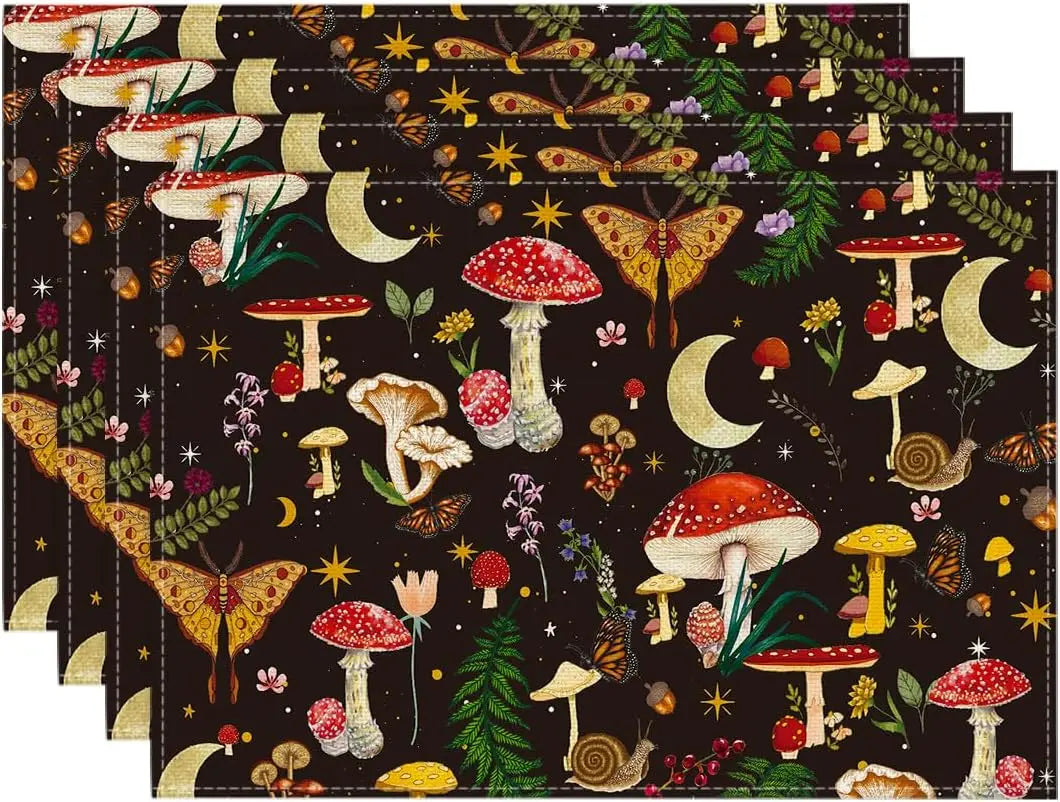 Forest Mushroom Placemats - 4/6/8PCS