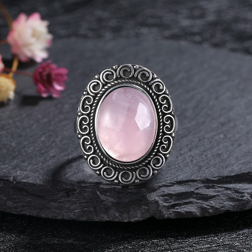 925 Sterling Silver Rings - Rose Quartz Collection - non-plated