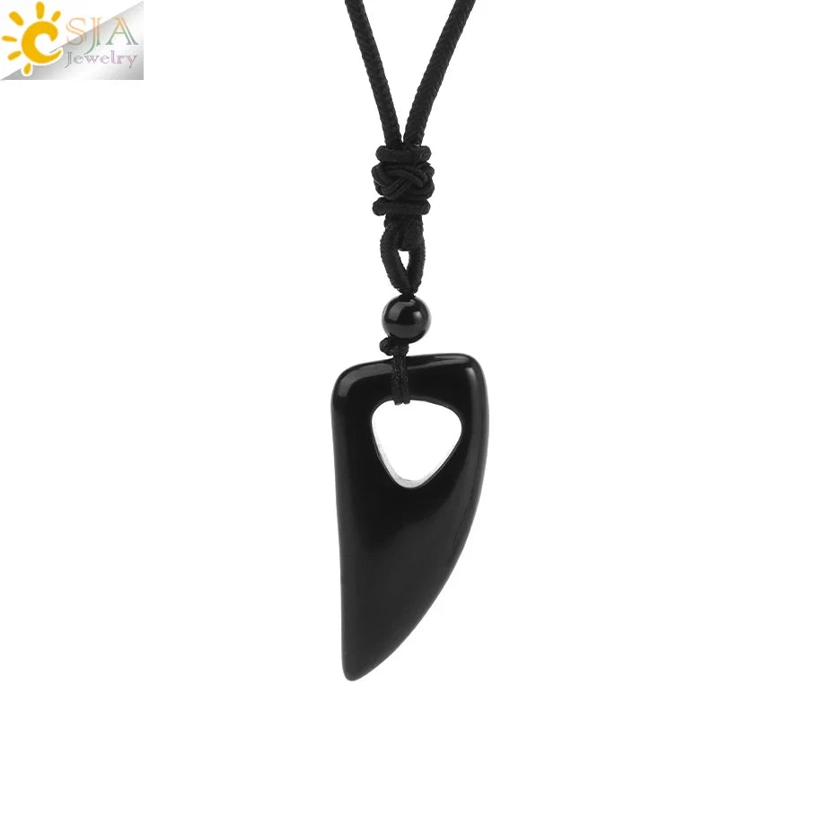 Crystal Dog Tooth Pendant Necklace