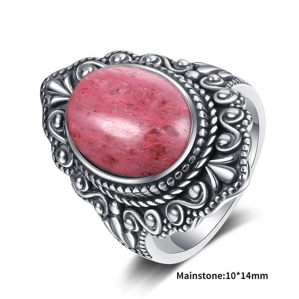 925 Sterling Silver Rings - Rhodochrosite Collection - non-plated