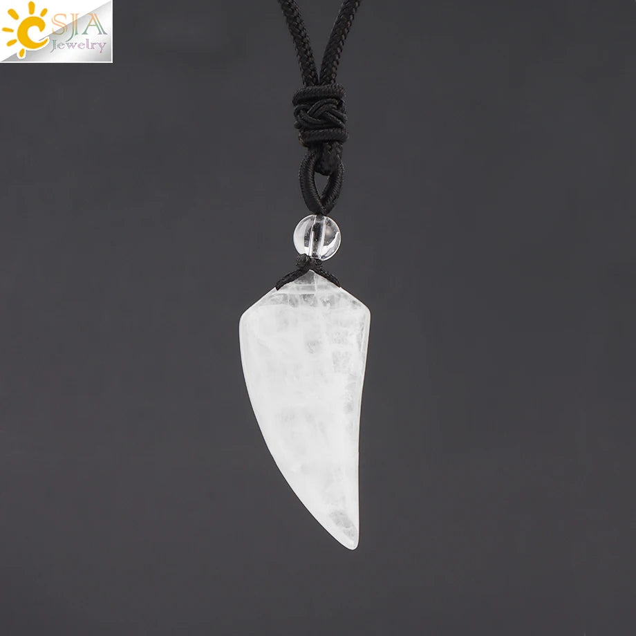 Crystal Dog Tooth Pendant Necklace