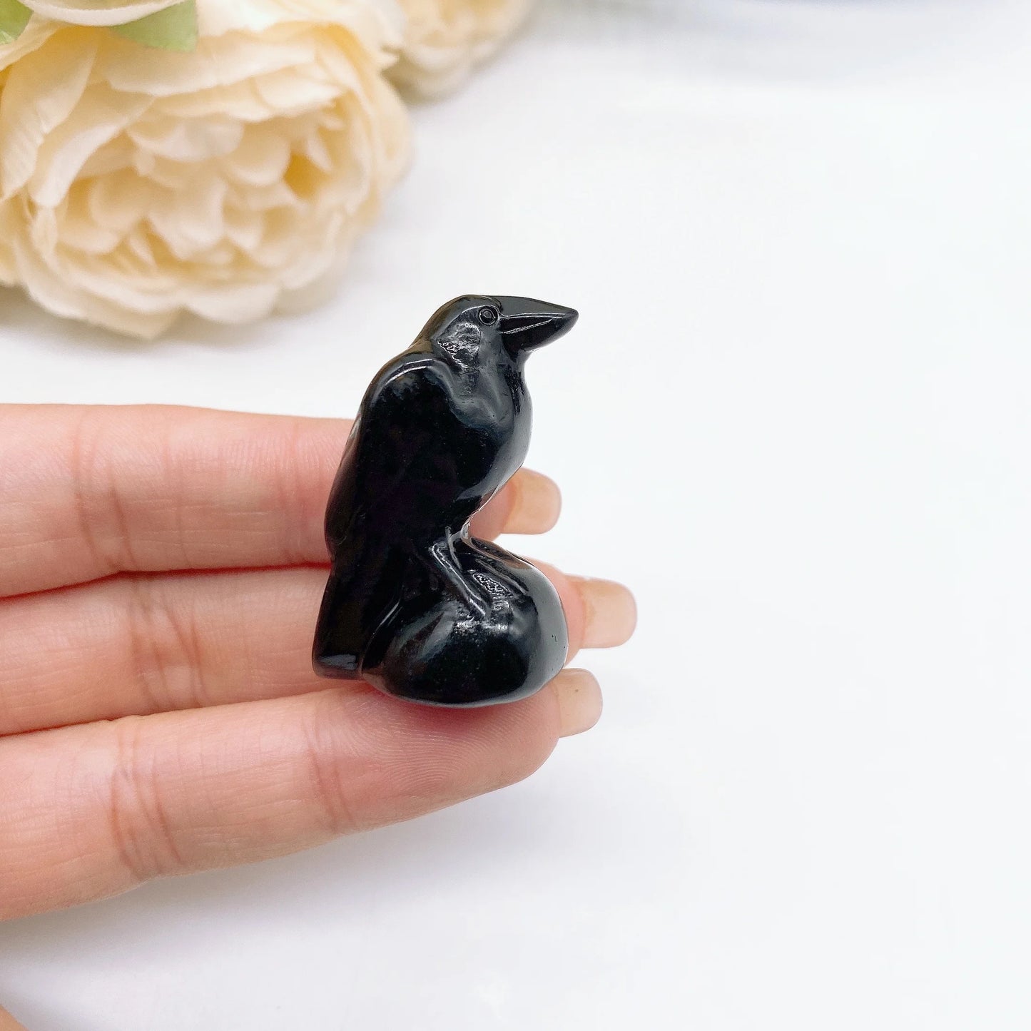 Mini Black Obsidian Crystal Raven