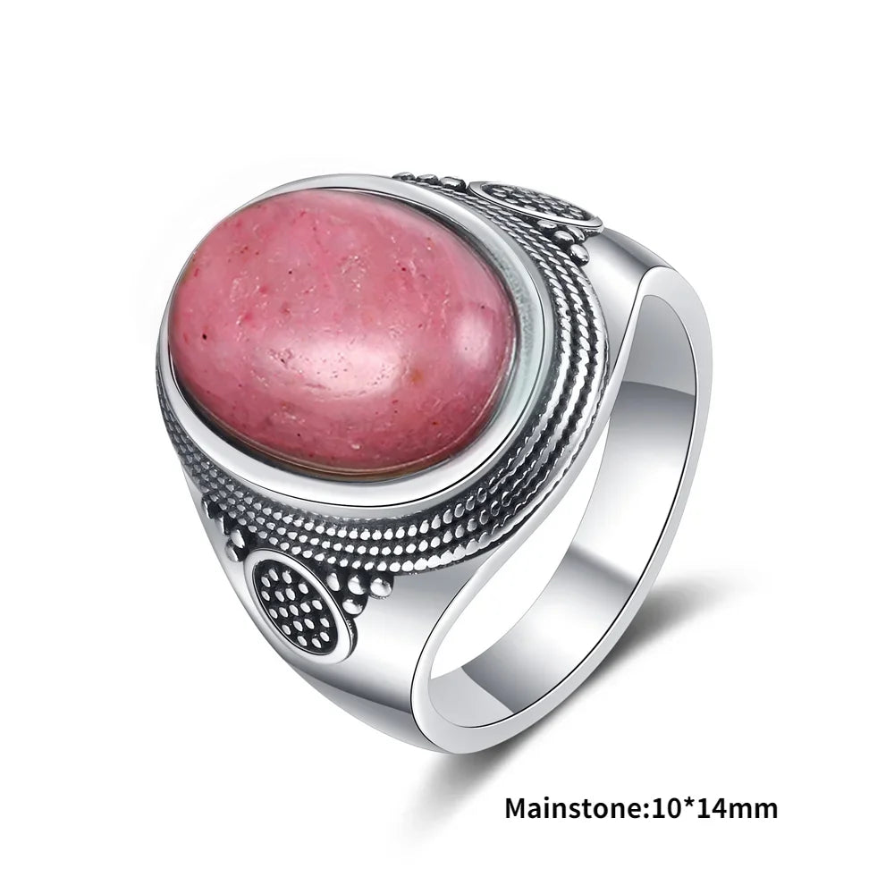 925 Sterling Silver Rings - Rhodochrosite Collection - non-plated