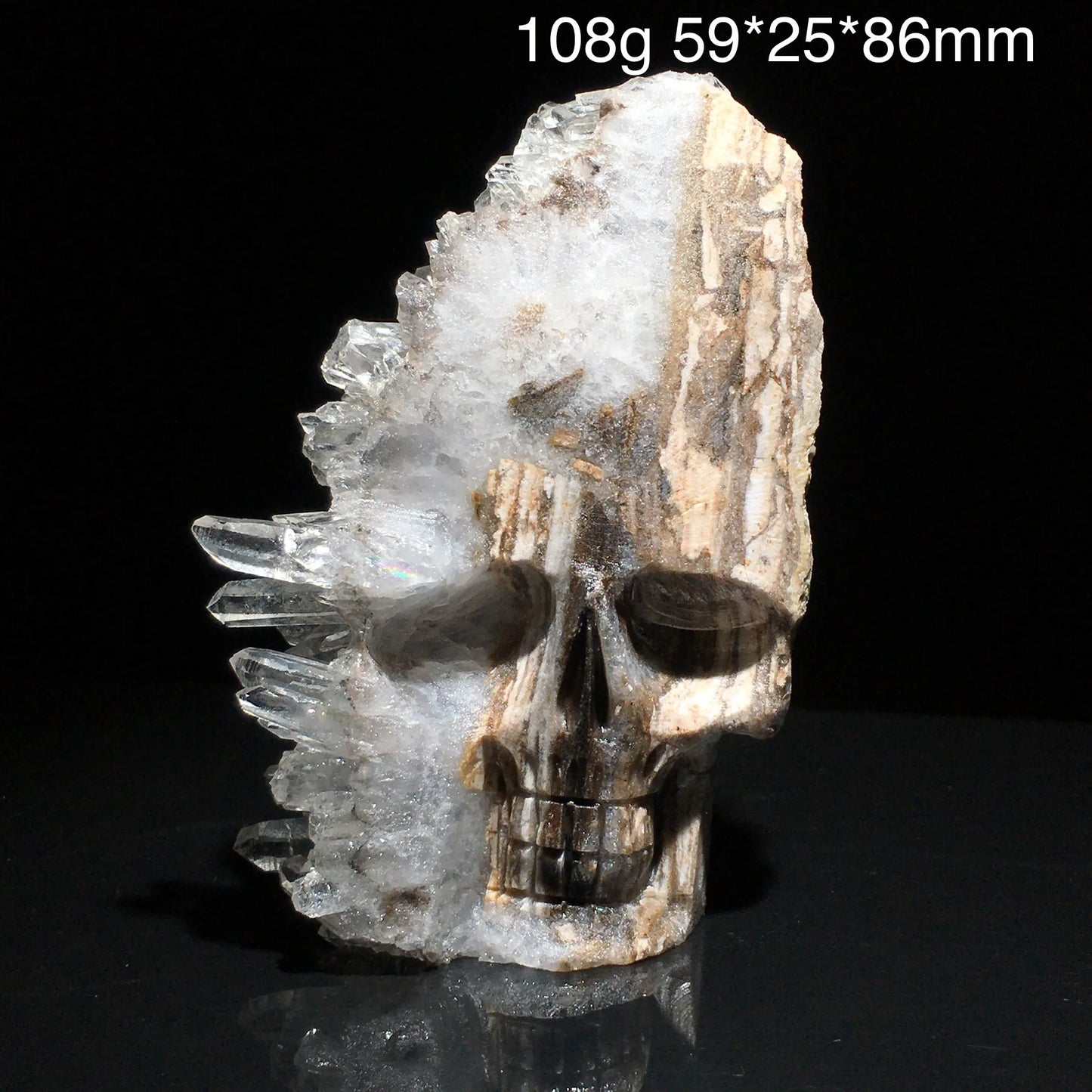 Clear Quartz Crystal Cluster Skull Carving