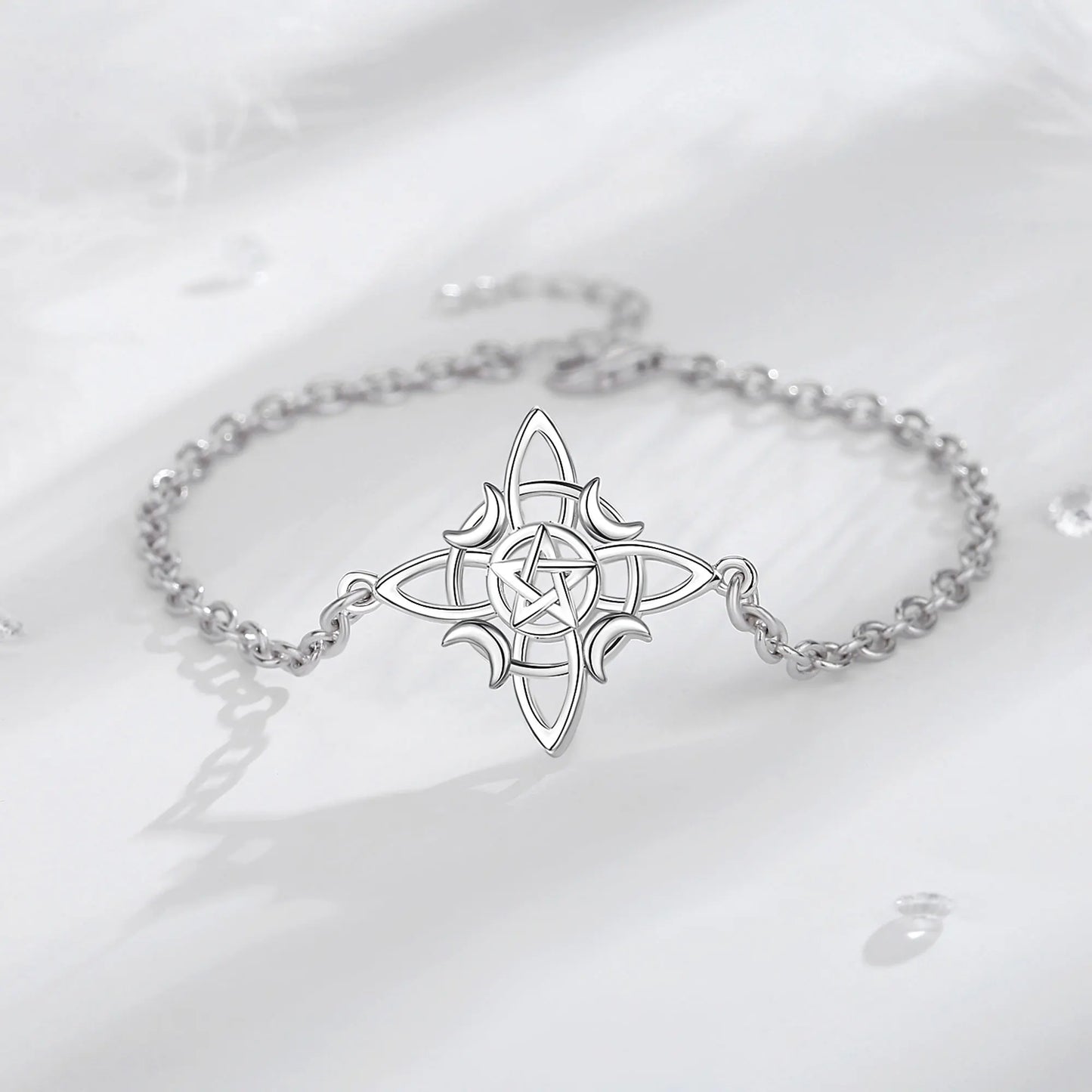 925 Sterling Silver Witch Knot Pentagram Bracelet