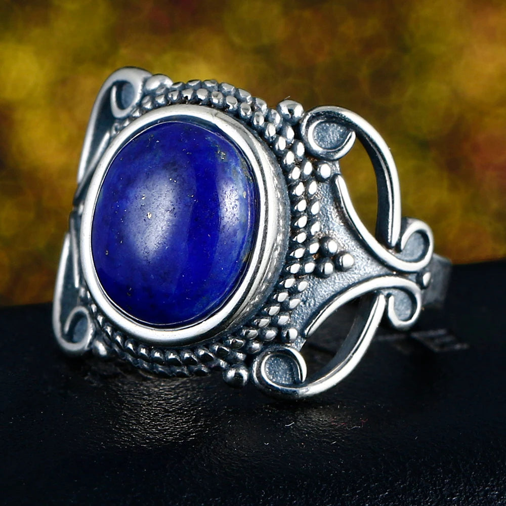 925 Sterling Silver Rings - Lapis Lazuli Collection - non-plated