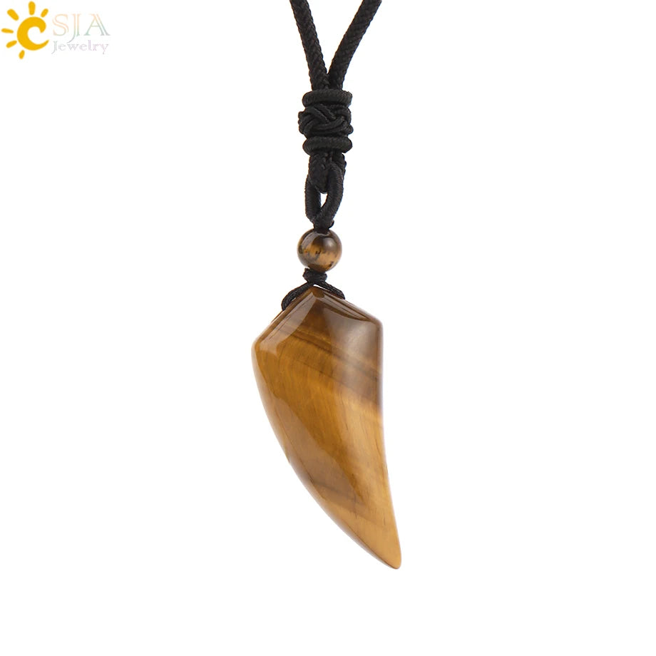 Crystal Dog Tooth Pendant Necklace