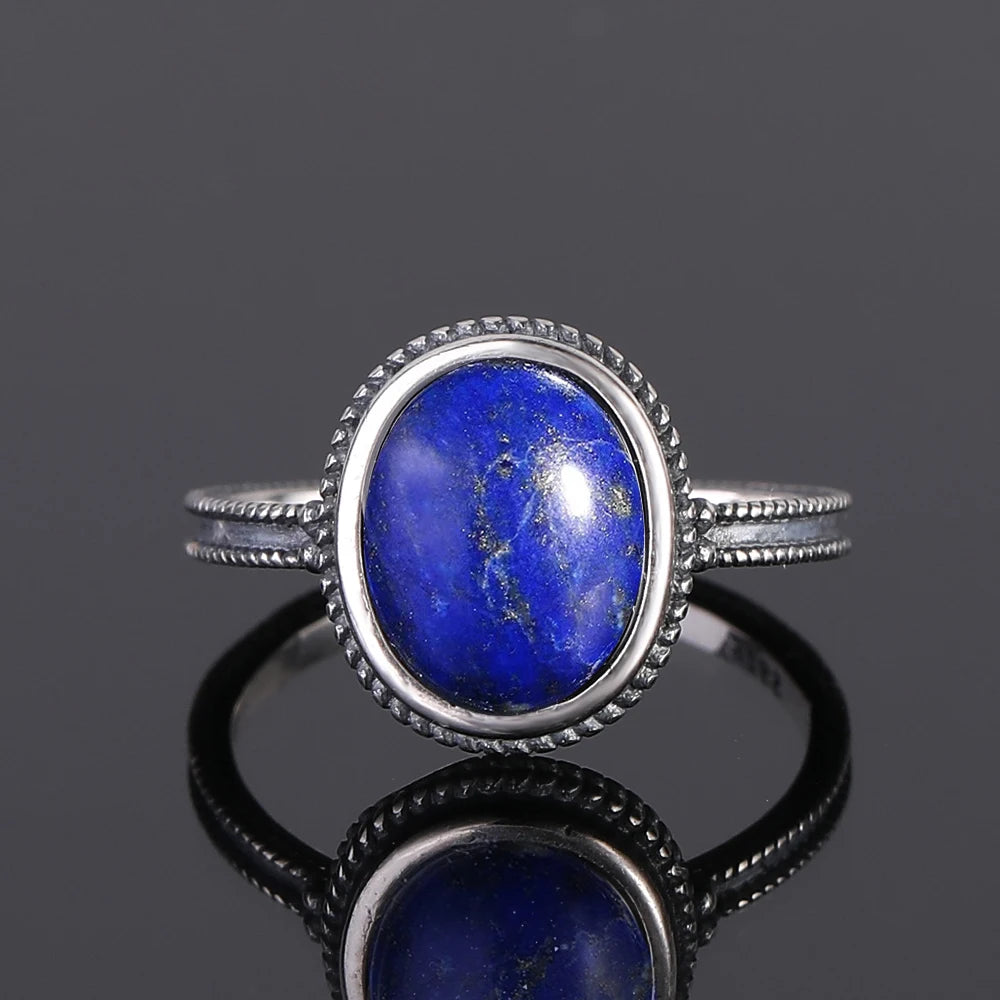 925 Sterling Silver Rings - Lapis Lazuli Collection - non-plated