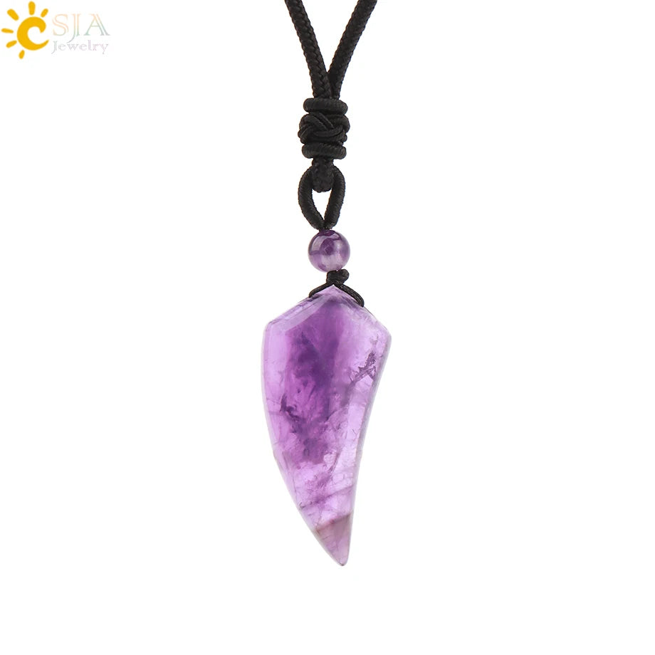 Crystal Dog Tooth Pendant Necklace
