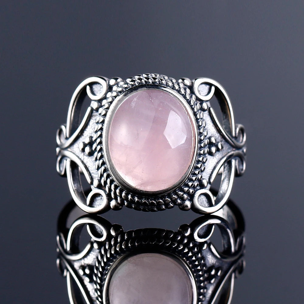 925 Sterling Silver Rings - Rose Quartz Collection - non-plated