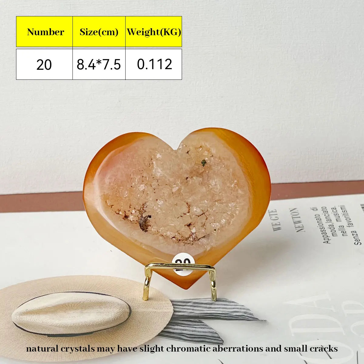 Large Carnelian Crystal Druzy Heart