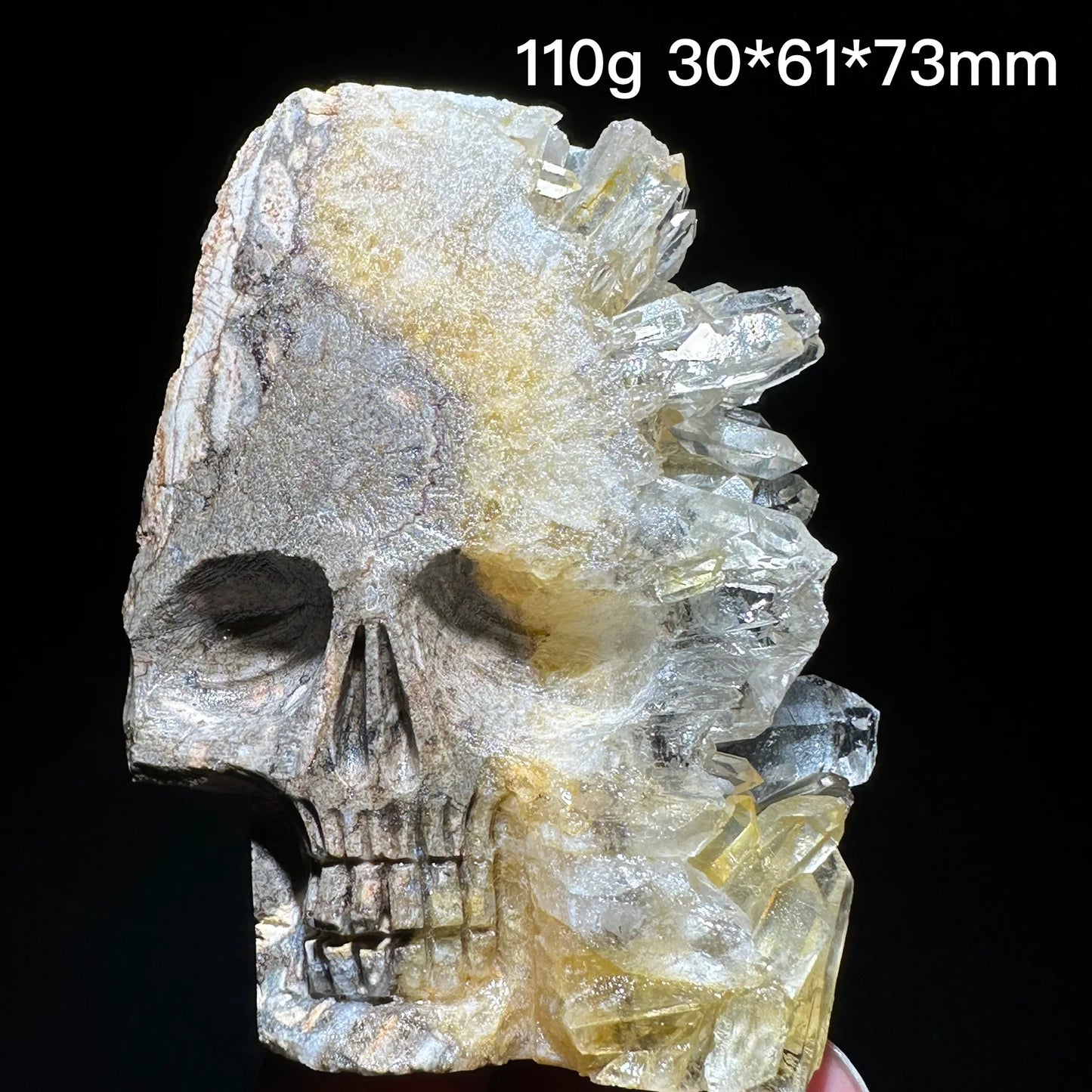 Clear Quartz Crystal Cluster Skull Carving