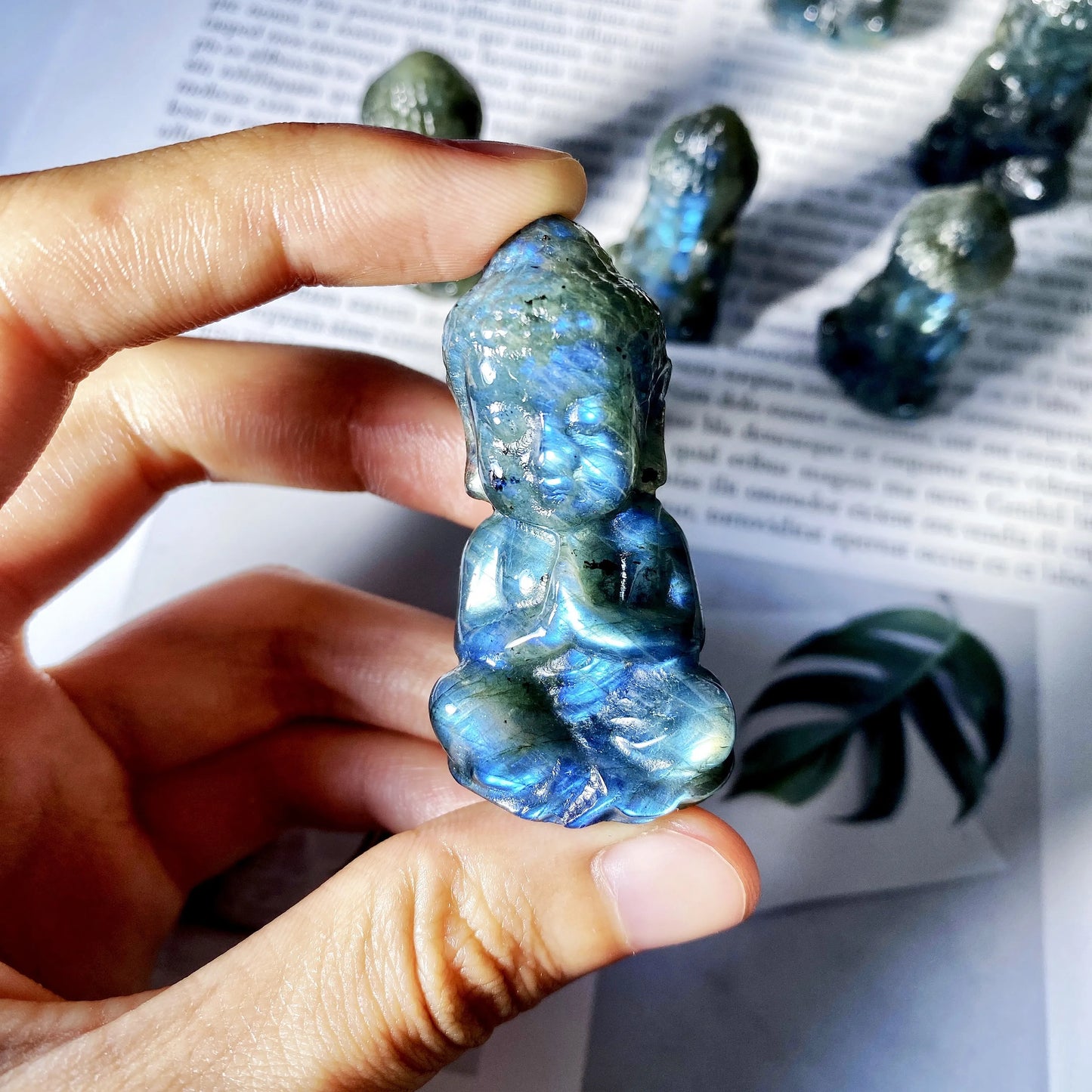 Labradorite Sitting Buddha Crystal Carving