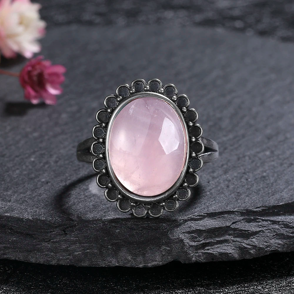 925 Sterling Silver Rings - Rose Quartz Collection - non-plated