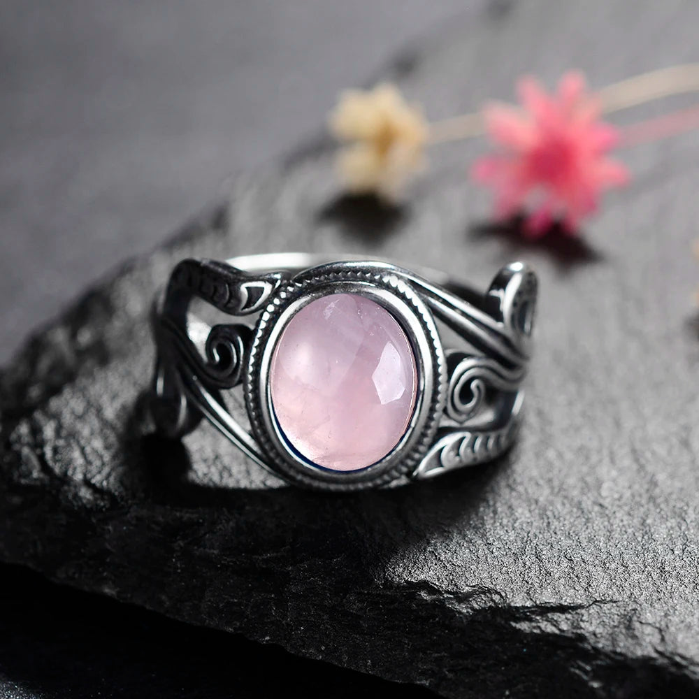 925 Sterling Silver Rings - Rose Quartz Collection - non-plated