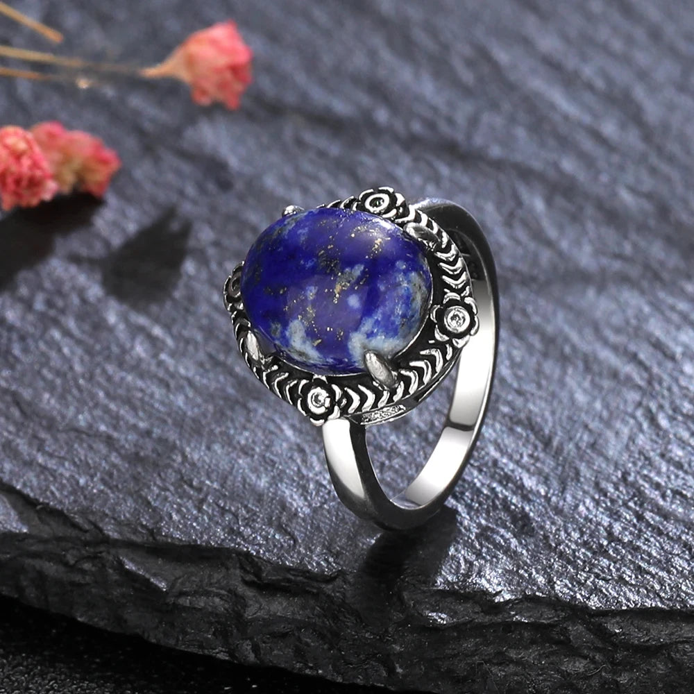 925 Sterling Silver Rings - Lapis Lazuli Collection - non-plated
