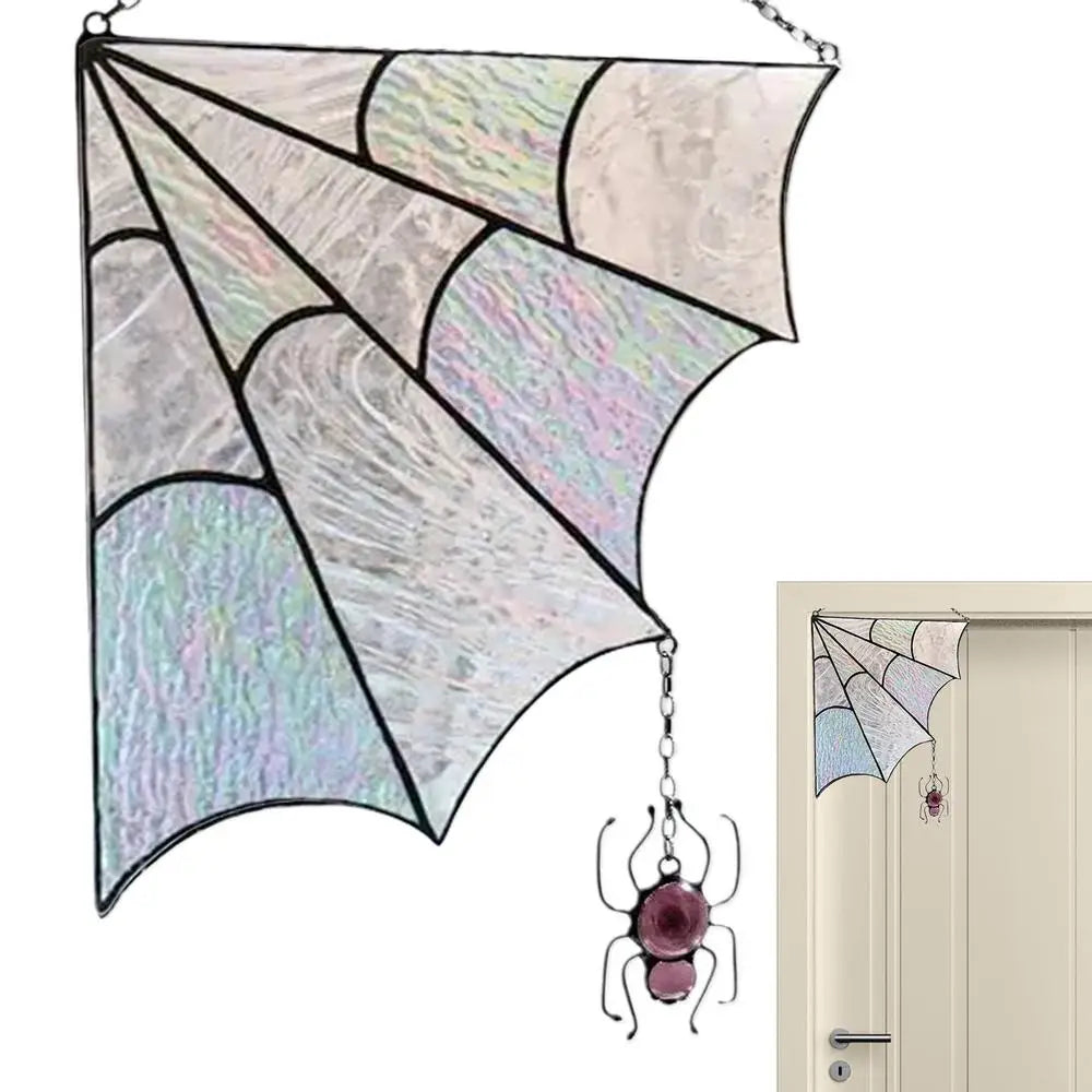 Stained Glass Spiderweb Corner Piece