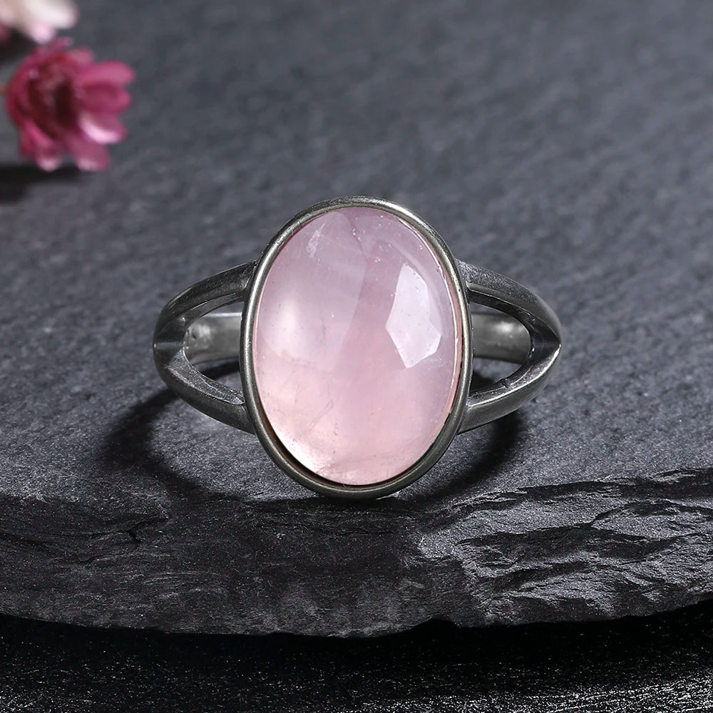 925 Sterling Silver Rings - Rose Quartz Collection - non-plated