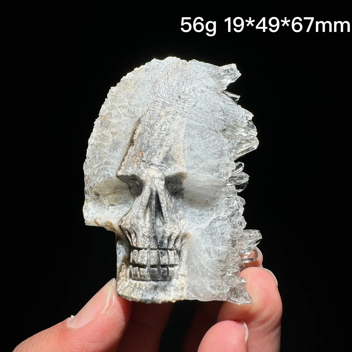 Clear Quartz Crystal Cluster Skull Carving