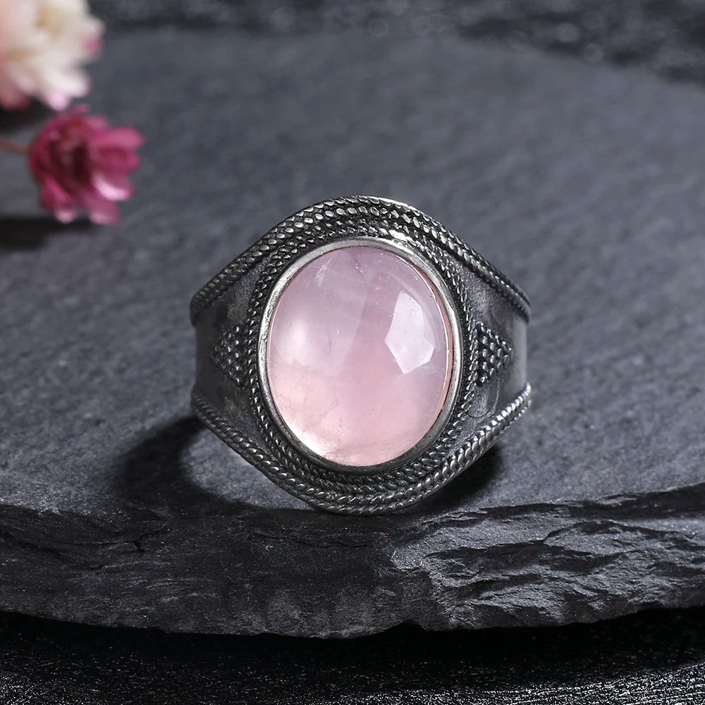 925 Sterling Silver Rings - Rose Quartz Collection - non-plated