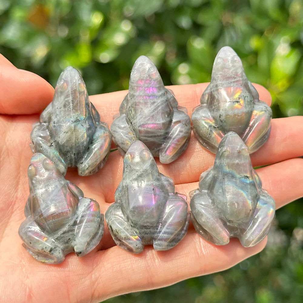 Mini Labradorite Crystal Frog Carving