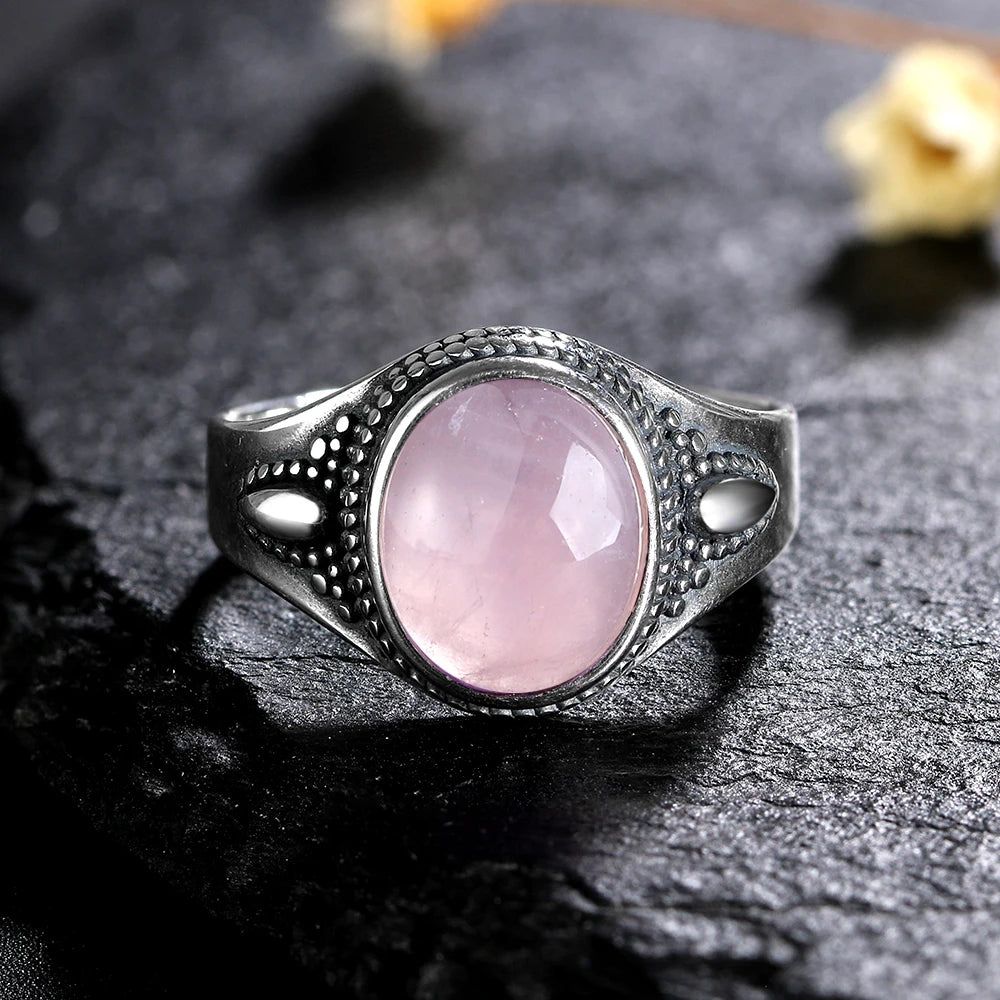925 Sterling Silver Rings - Rose Quartz Collection - non-plated