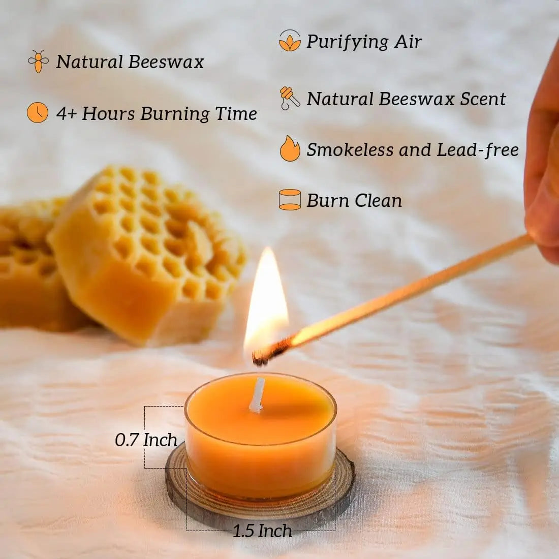 Beeswax Tealight Candles - 12/24/48PCS