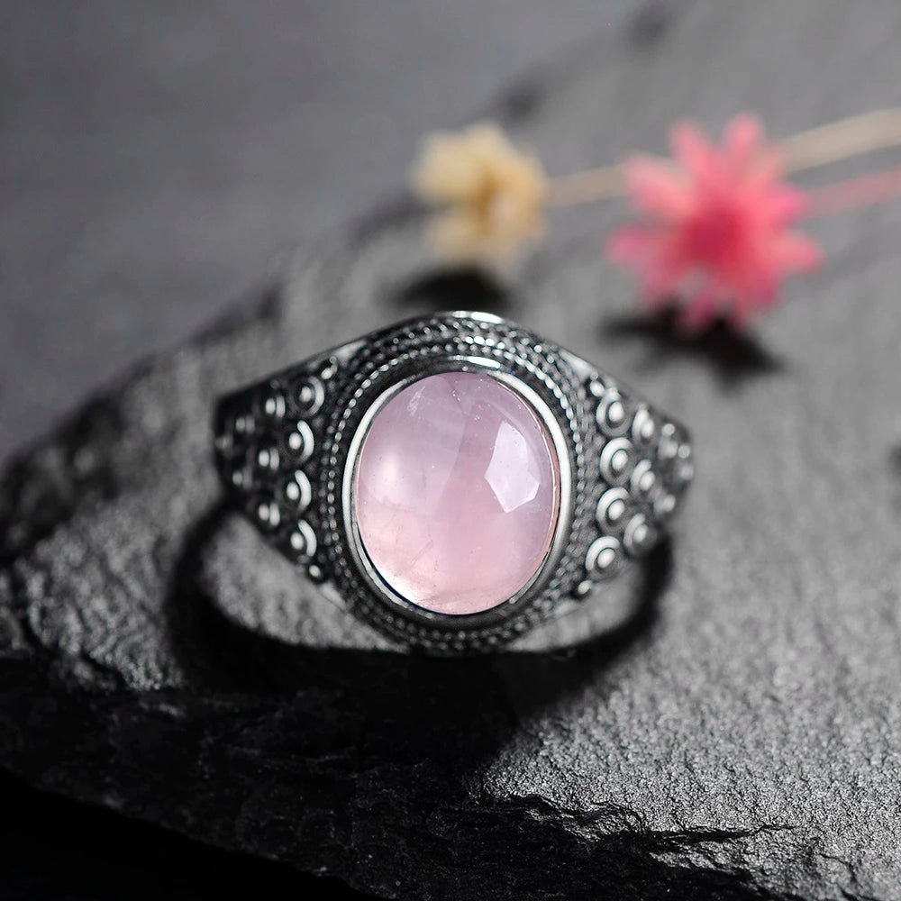 925 Sterling Silver Rings - Rose Quartz Collection - non-plated