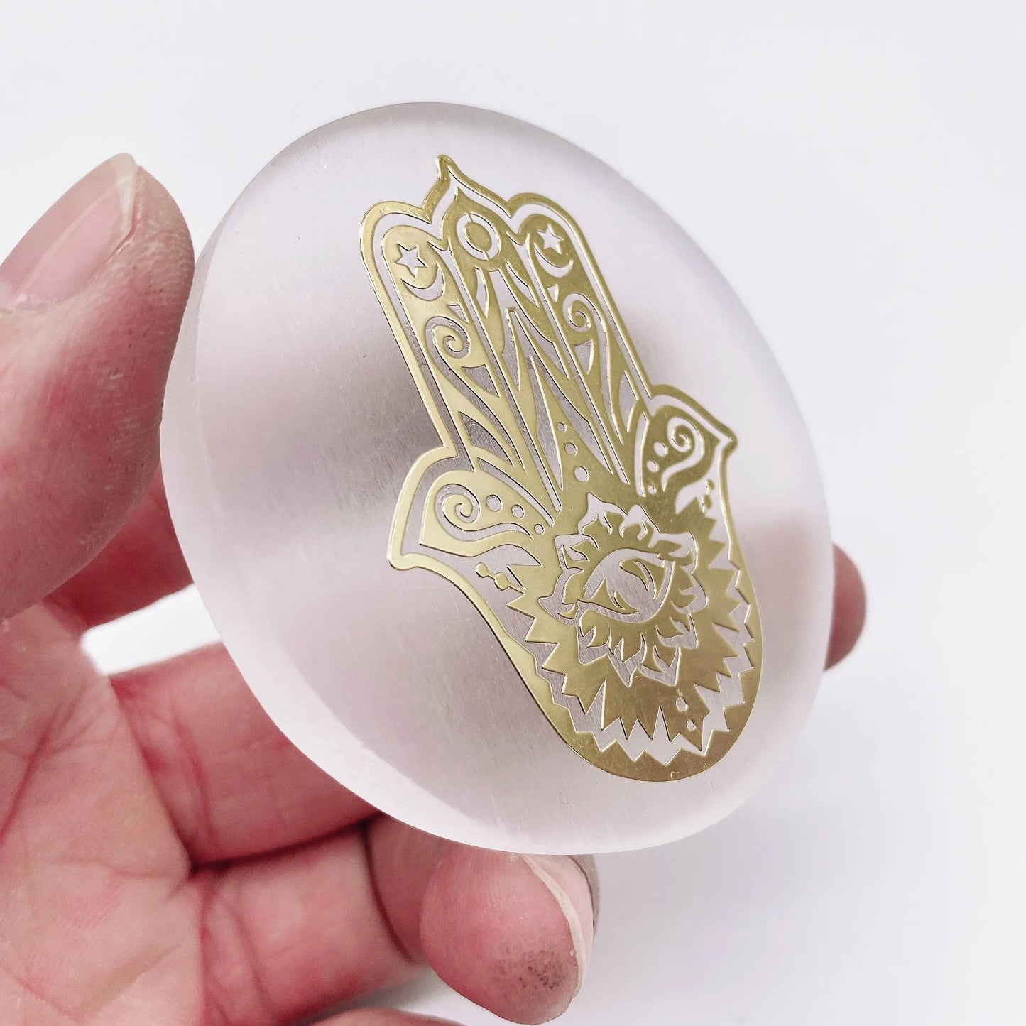 Selenite Crystal Plates with Gold Design