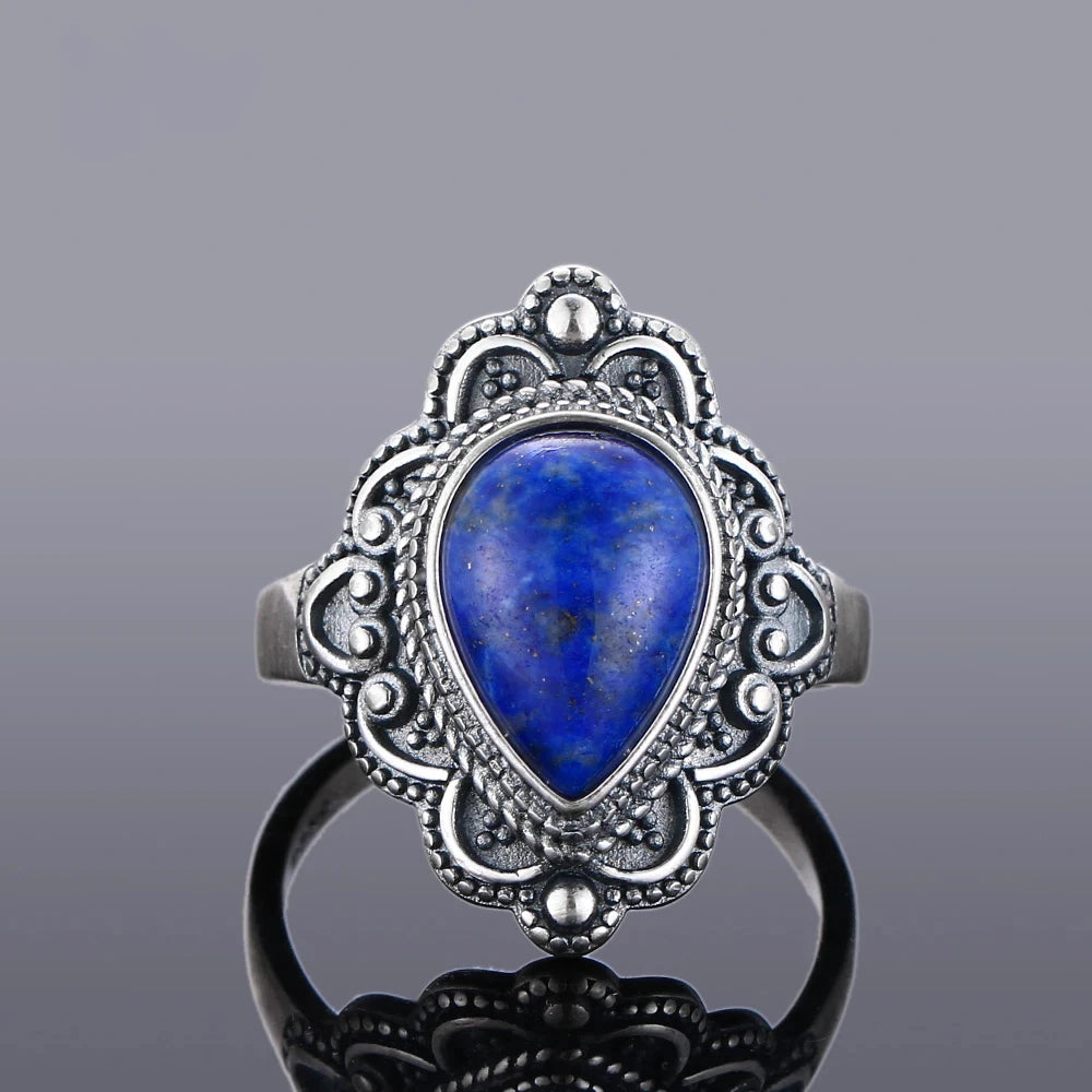 925 Sterling Silver Rings - Lapis Lazuli Collection - non-plated