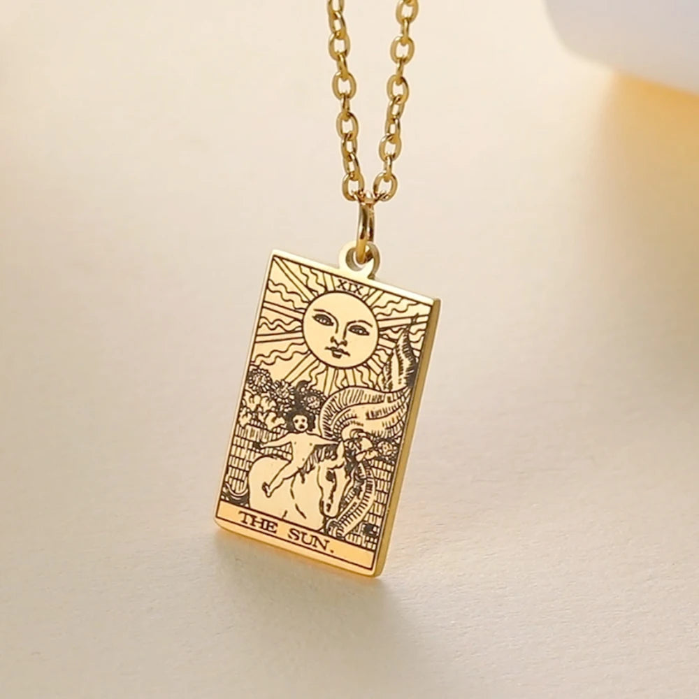Stainless Steel Tarot Necklaces - Classic Collection - Rhodium, 14k Rose Gold or 18k Yellow Gold Plated
