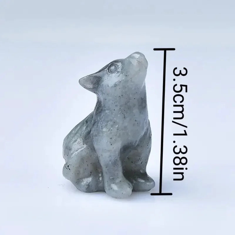 Mini Howling Crystal Wolf Carving