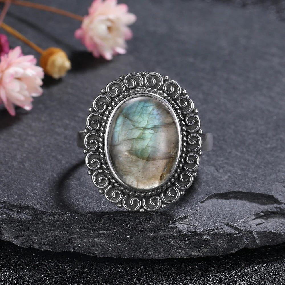 925 Sterling Silver Rings - Labradorite Collection - non-plated