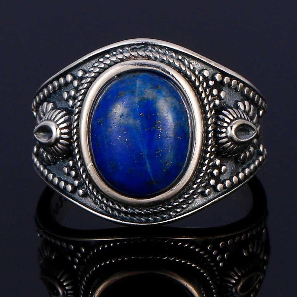 925 Sterling Silver Rings - Lapis Lazuli Collection - non-plated