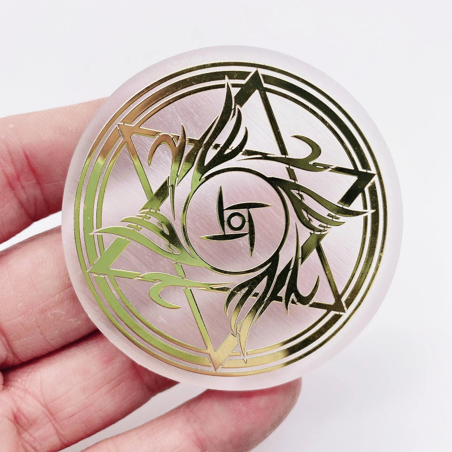 Selenite Crystal Plates with Gold Design