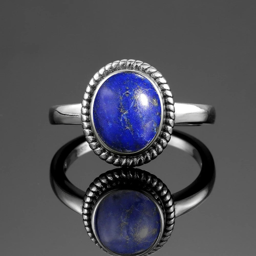 925 Sterling Silver Rings - Lapis Lazuli Collection - non-plated