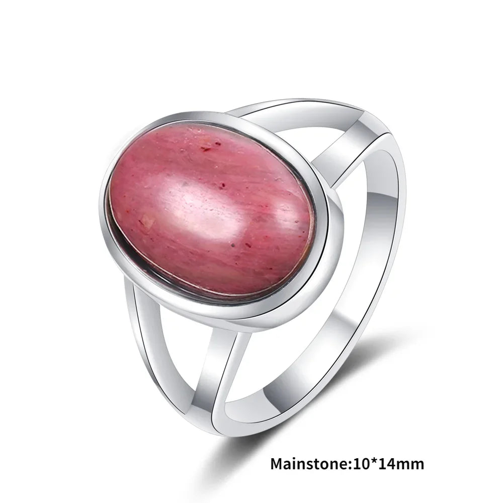 925 Sterling Silver Rings - Rhodochrosite Collection - non-plated
