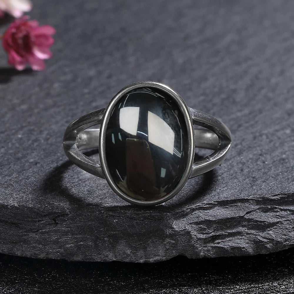 925 Sterling Silver Rings - Black Agate Collection - non-plated