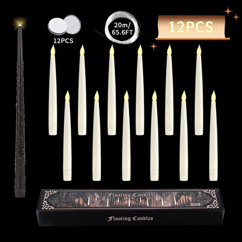Floating Flameless Candles with Wand - 12 Pcs