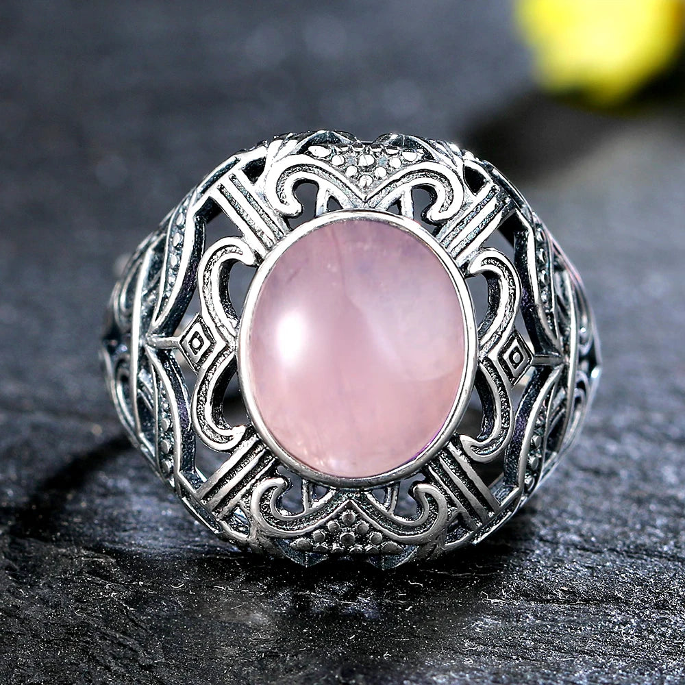 925 Sterling Silver Rings - Rose Quartz Collection - non-plated