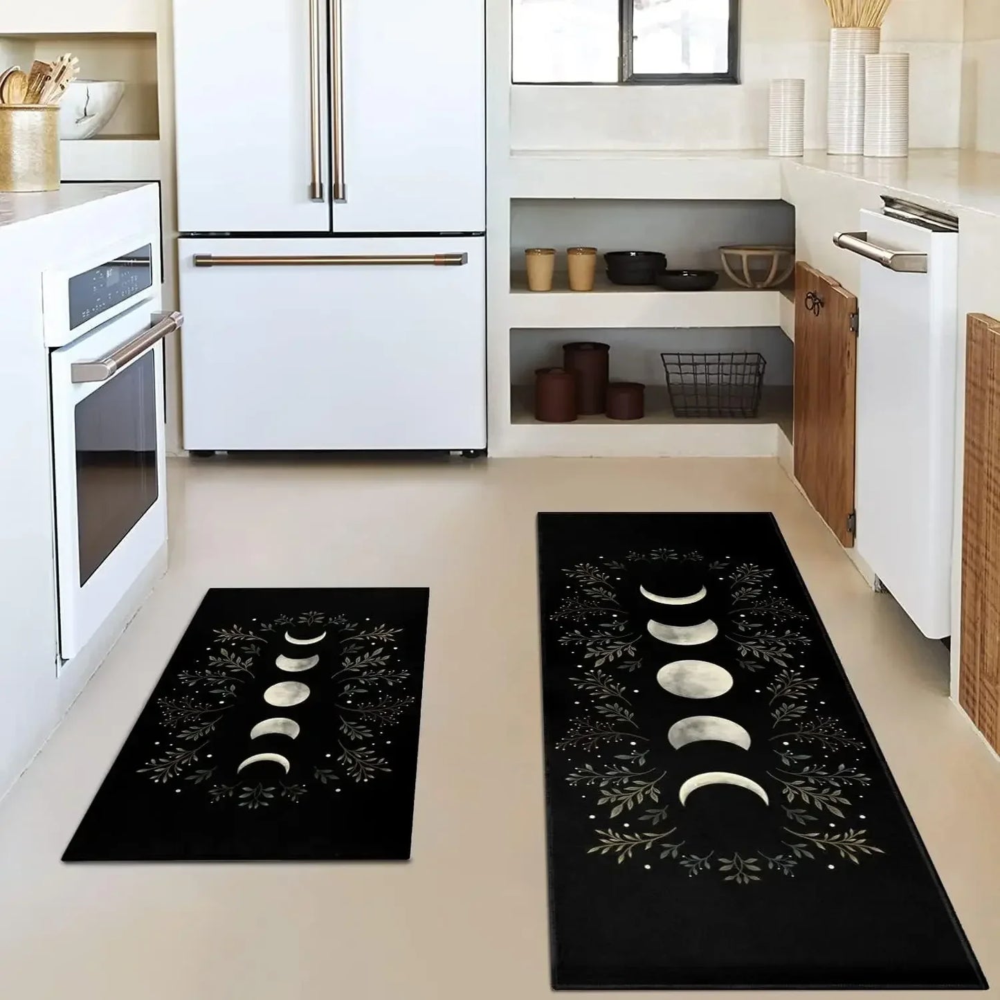 Floral Moon Phase Kitchen Rugs