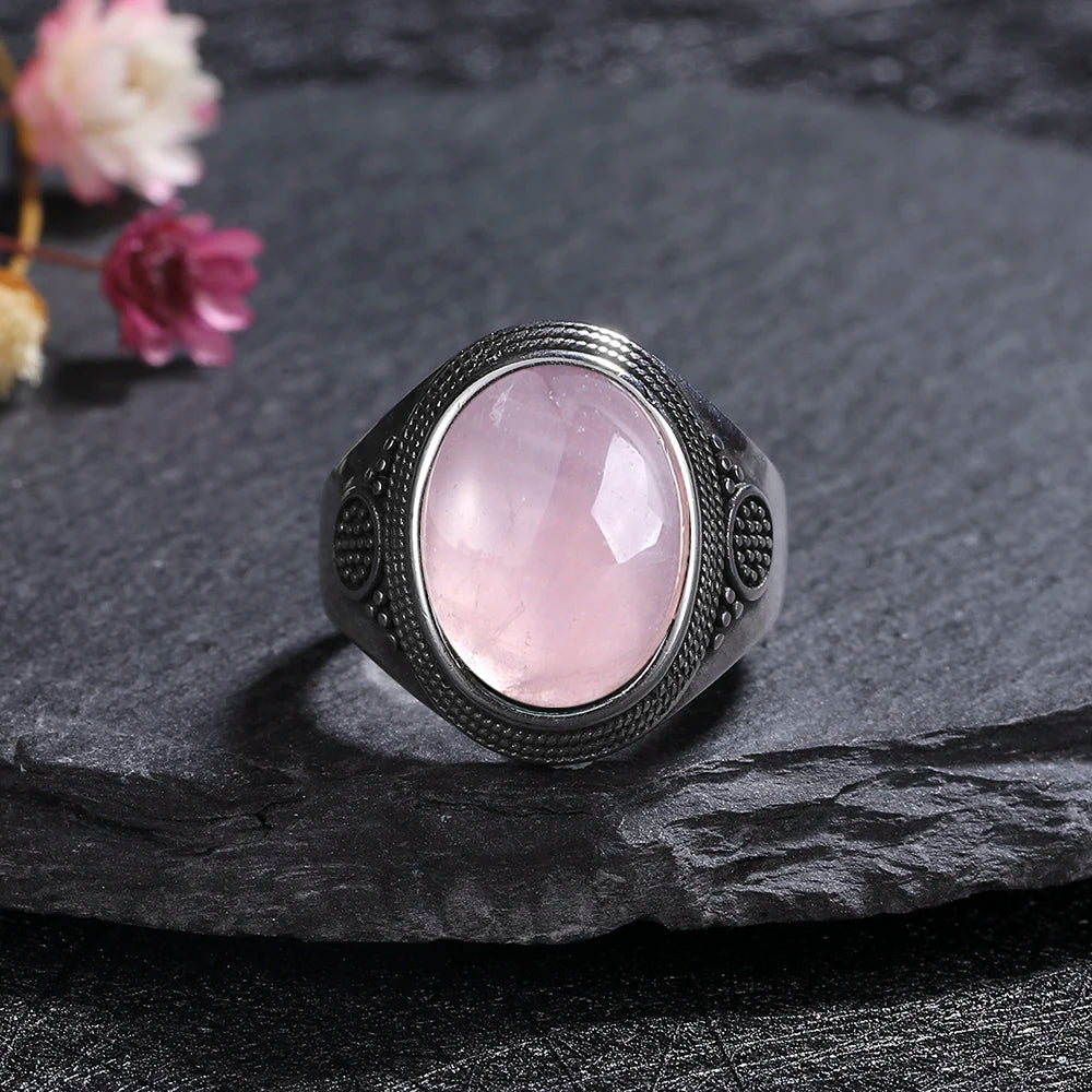925 Sterling Silver Rings - Rose Quartz Collection - non-plated