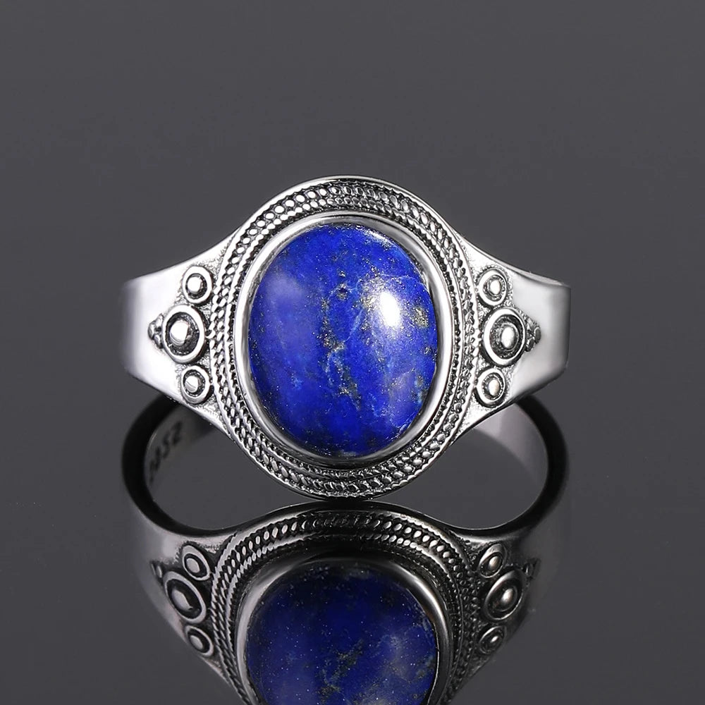 925 Sterling Silver Rings - Lapis Lazuli Collection - non-plated
