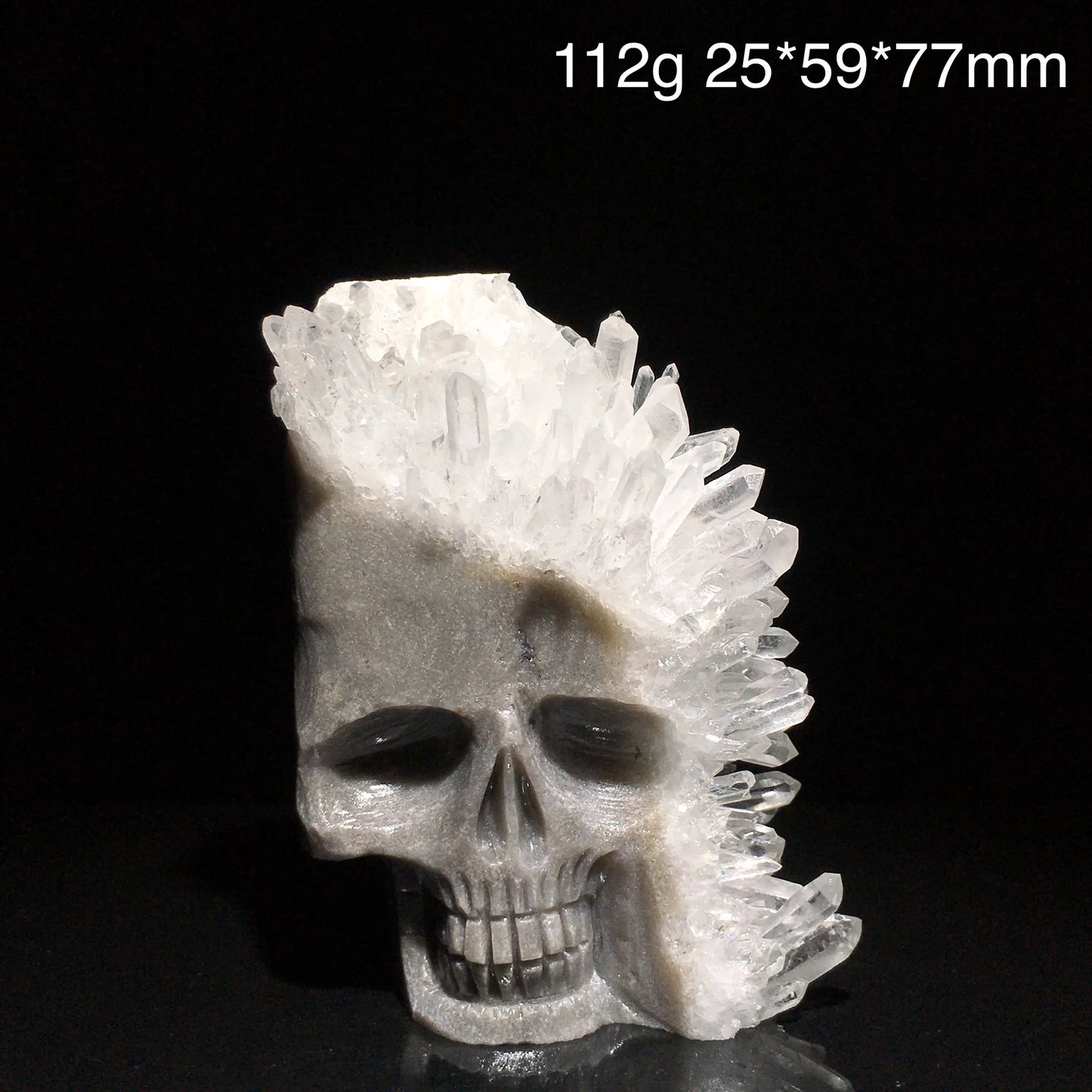 Clear Quartz Crystal Cluster Skull Carving