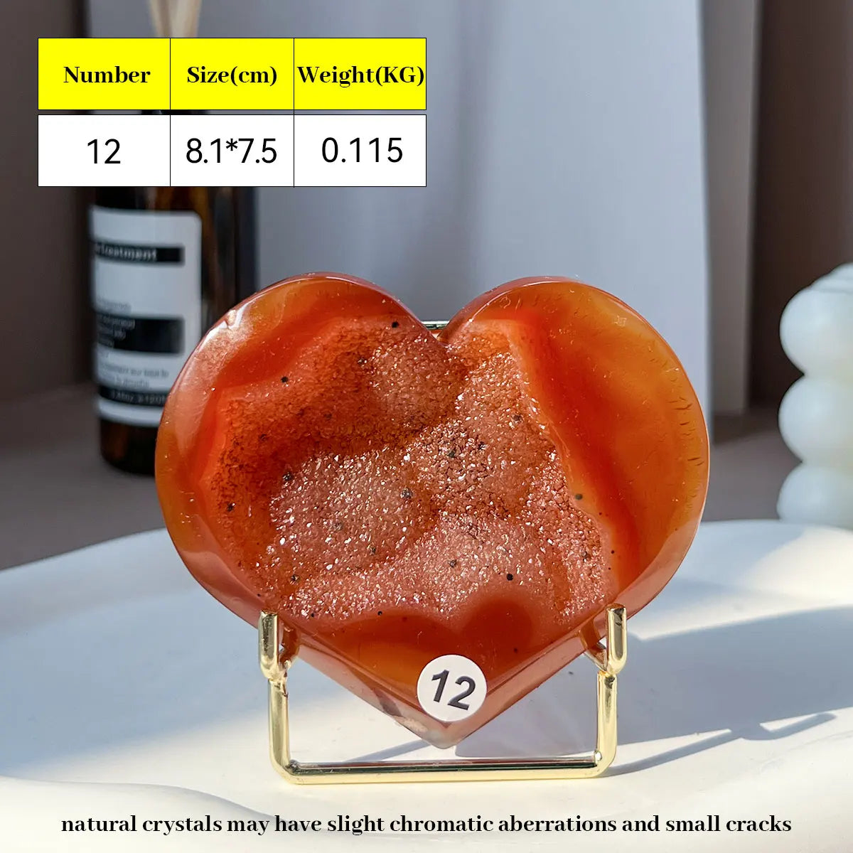 Large Carnelian Crystal Druzy Heart