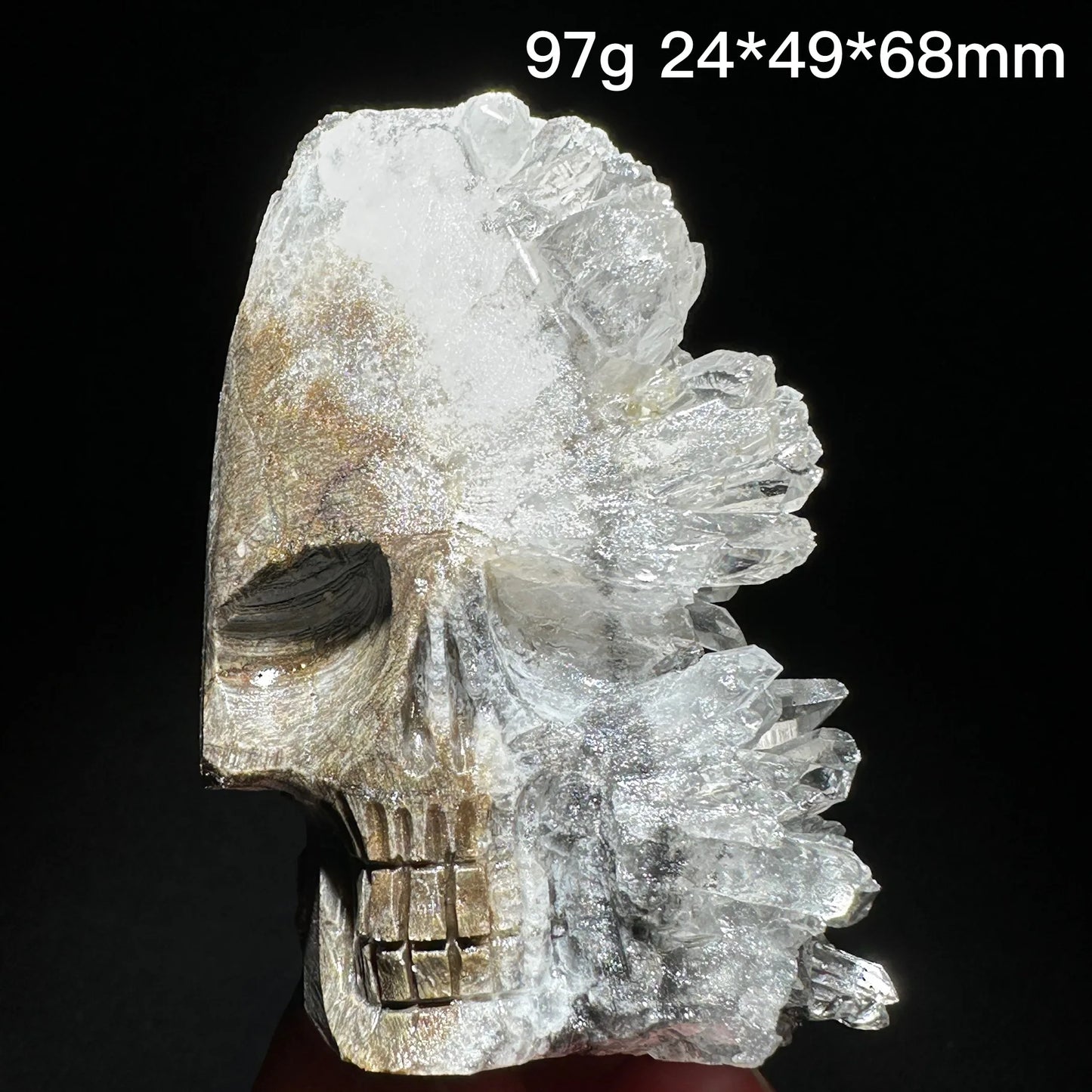 Clear Quartz Crystal Cluster Skull Carving