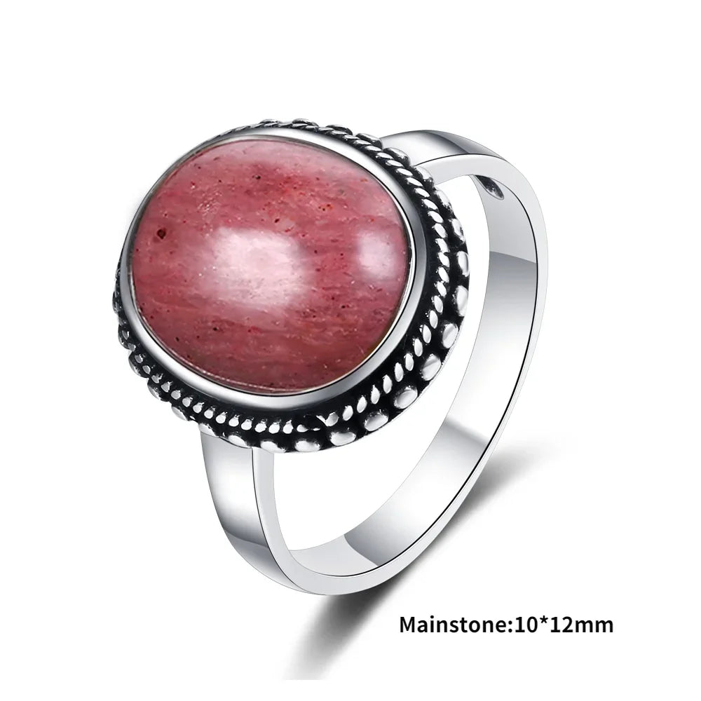 925 Sterling Silver Rings - Rhodochrosite Collection - non-plated