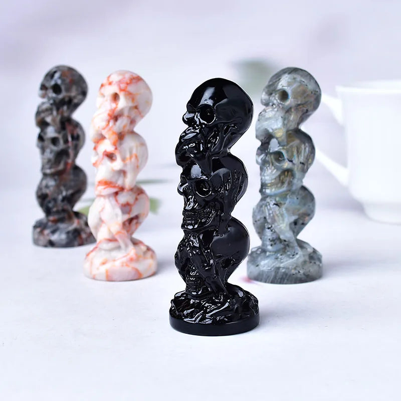 Stacked Skulls Crystal Carvings