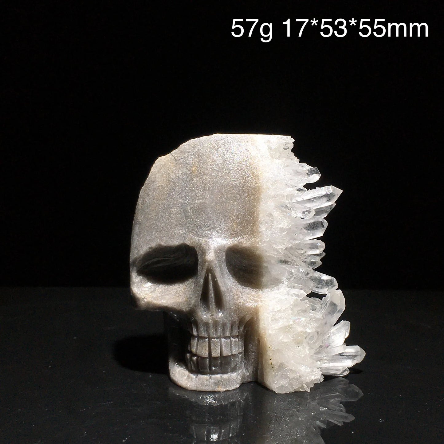 Clear Quartz Crystal Cluster Skull Carving