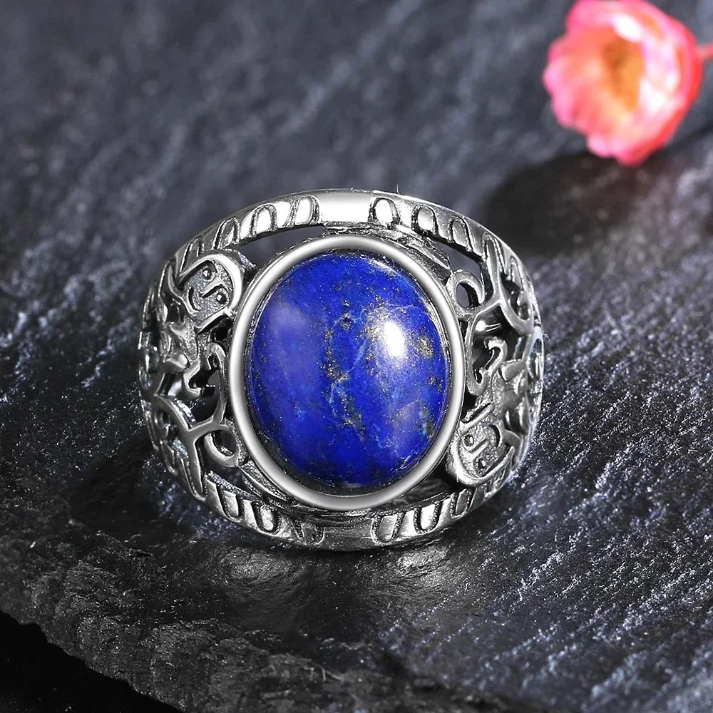 925 Sterling Silver Rings - Lapis Lazuli Collection - non-plated